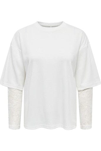 Only - Onltahlia L/S Lace Top - 5146836 Cloud Dancer Dtm Lace T-shirts 