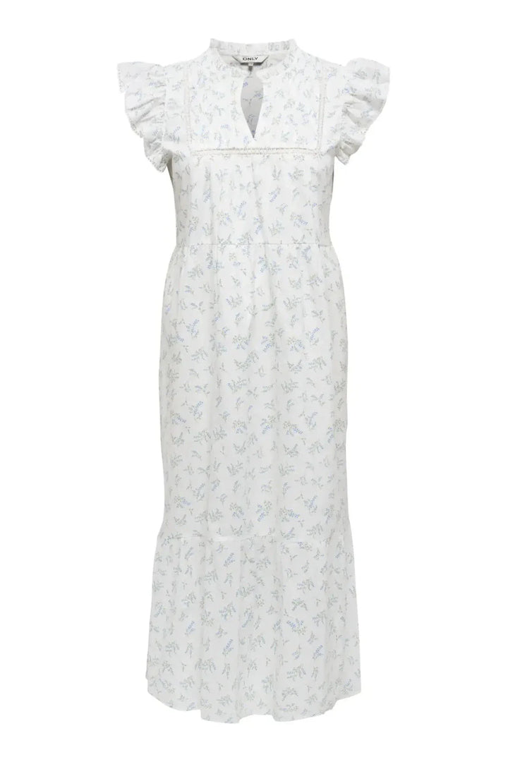 Only - Onltea-Idris S/L Frill Tape Dress - 5014284 Cloud Dancer Wild Bundels Kjoler 