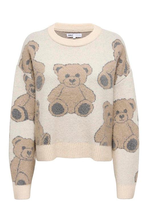 Only - Onlted Ls Jq O-Neck Knt - 4941131 Whitecap Gray Cartouche/Dgm/Mel/Teddy