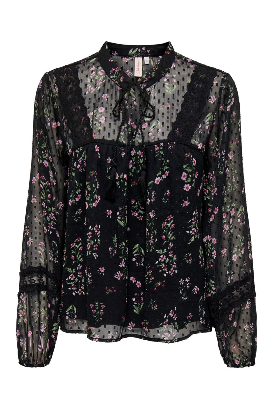 Only - Onltessa Eliza Ls Top - 4325026 Black Light Pink Flower