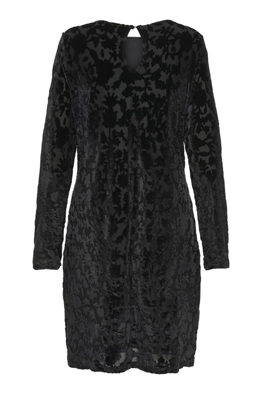 Only - Onlthea L/S Flock Dress - 4929138 Black Parry Flowers (Black) Kjoler 