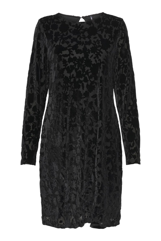 Only - Onlthea L/S Flock Dress - 4929138 Black Parry Flowers (Black) Kjoler 