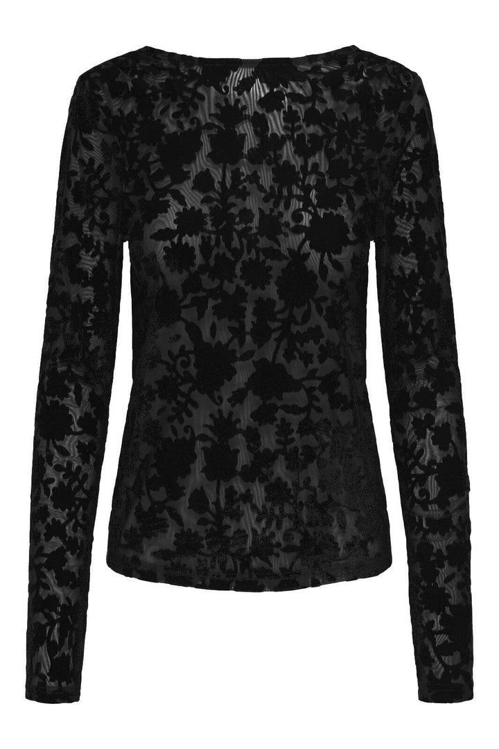 Only - Onlthea L/S Flock Top - 4929115 Black Parry Flowers (Black) Bluser 