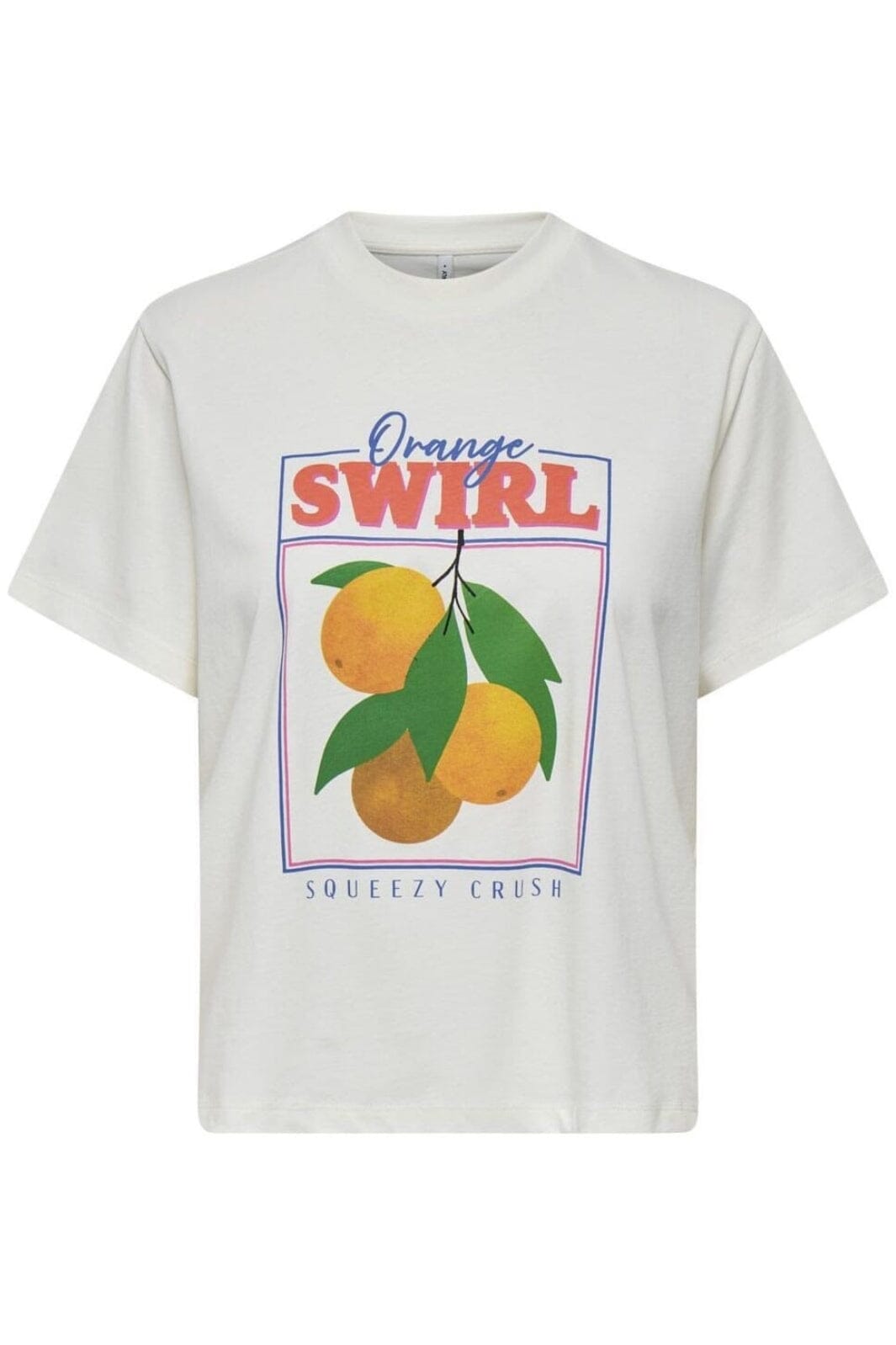 Only - Onltille S/S Tee - 4897464 Cloud Dancer Orange Swirl