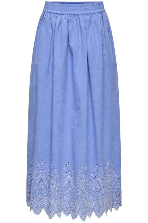 Only - Onltulum Emb Maxi Skirt - 4695533 Blue Bonnet Bright White Emb Nederdele 