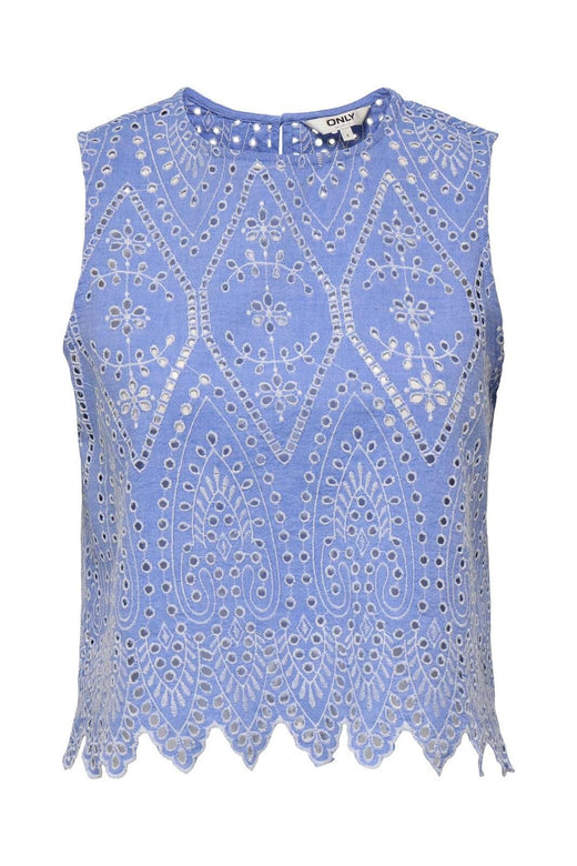 Only - Onltulum Sl Emb Top - 4695467 Blue Bonnet Bright White Emb.