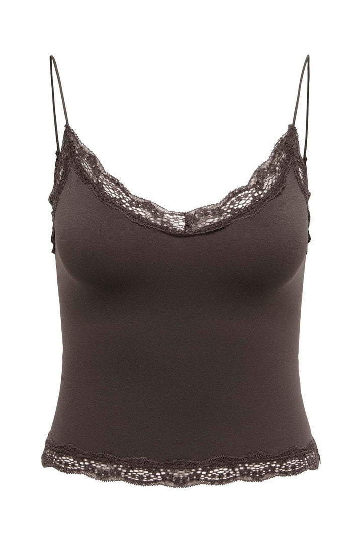 Only - Onlvicky Lace Seamless Cropped Top - 4928685 Seal Brown