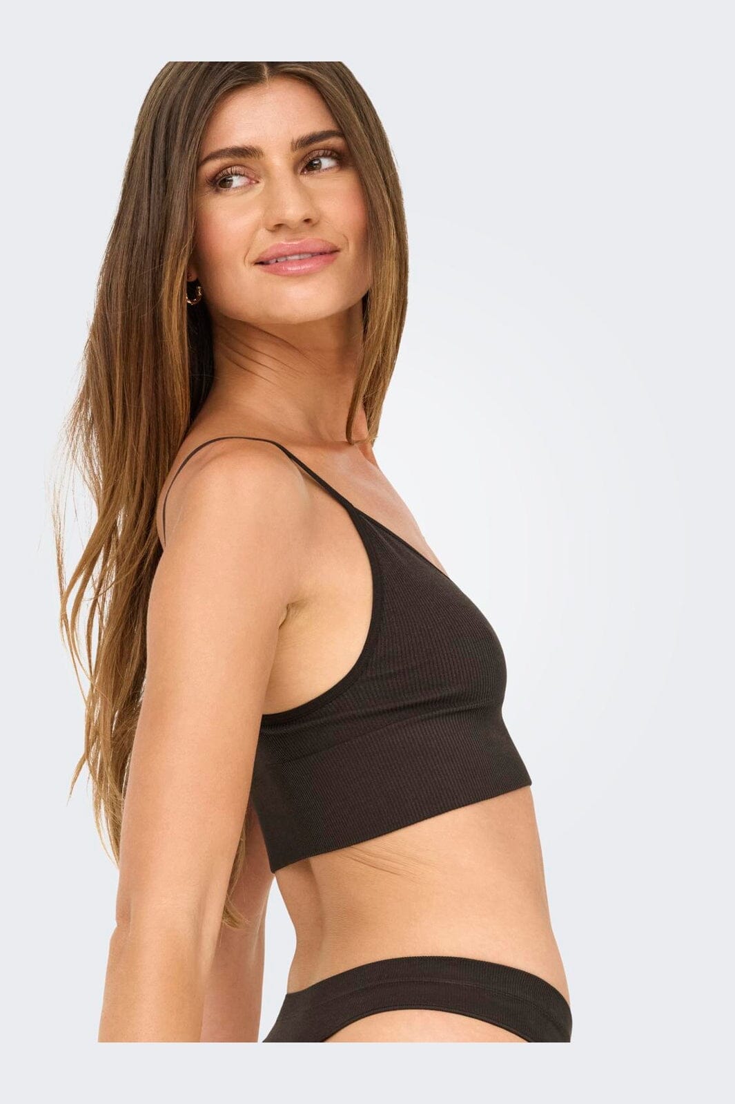 Only - Onlvicky Rib Seamless Vneck Top Acc - 4819326 Seal Brown