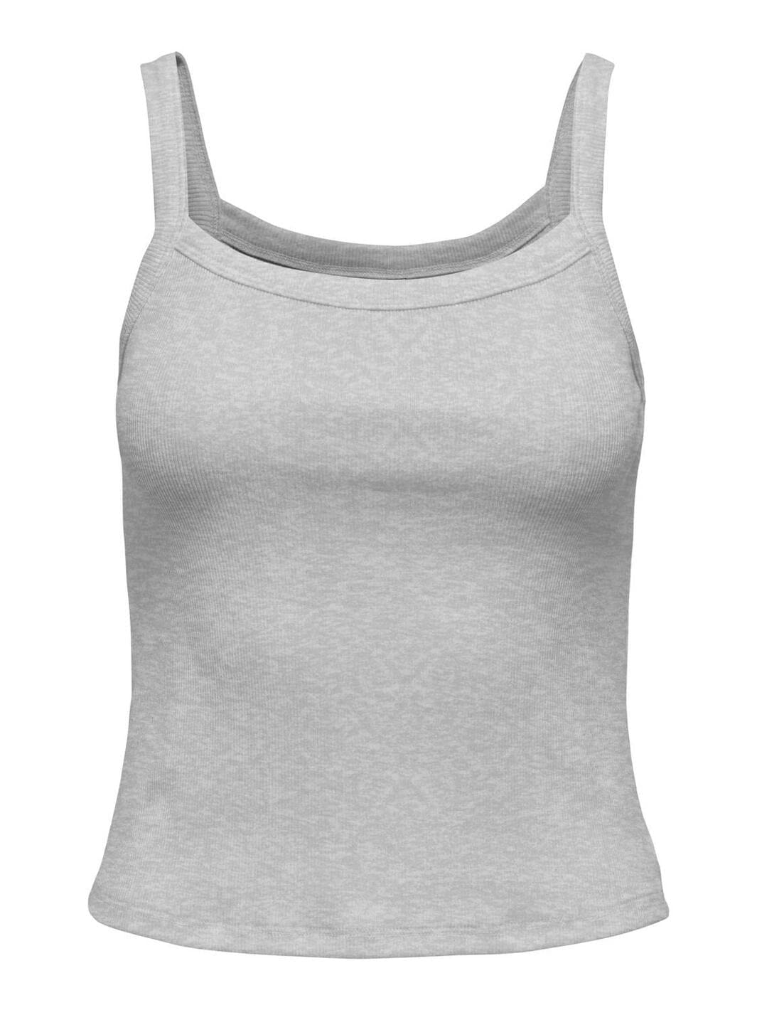 Only - Onlvira S/L Rib Top - 4941102 Light Grey Melange