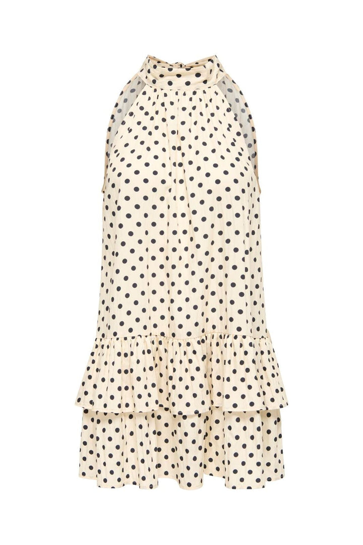 Only - Onlzazie S/L Short Frill Dress - 5140499 Sandshell Black Dot