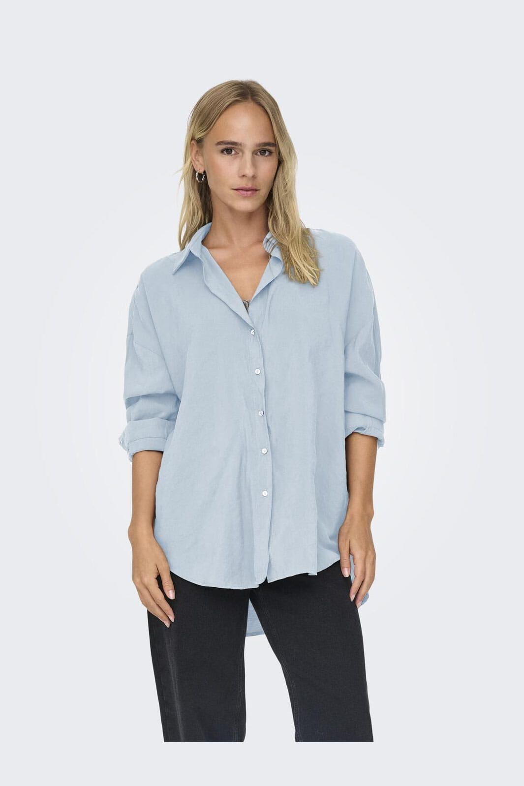 Only - Onlzazima L/S Loose Shirt - 4439493 Chambray Blue