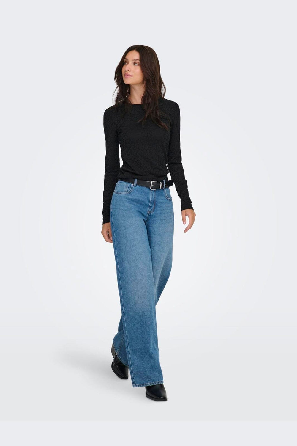Only - Onlzele L/S Roundneck Top - 4916071 Black Joh Leo