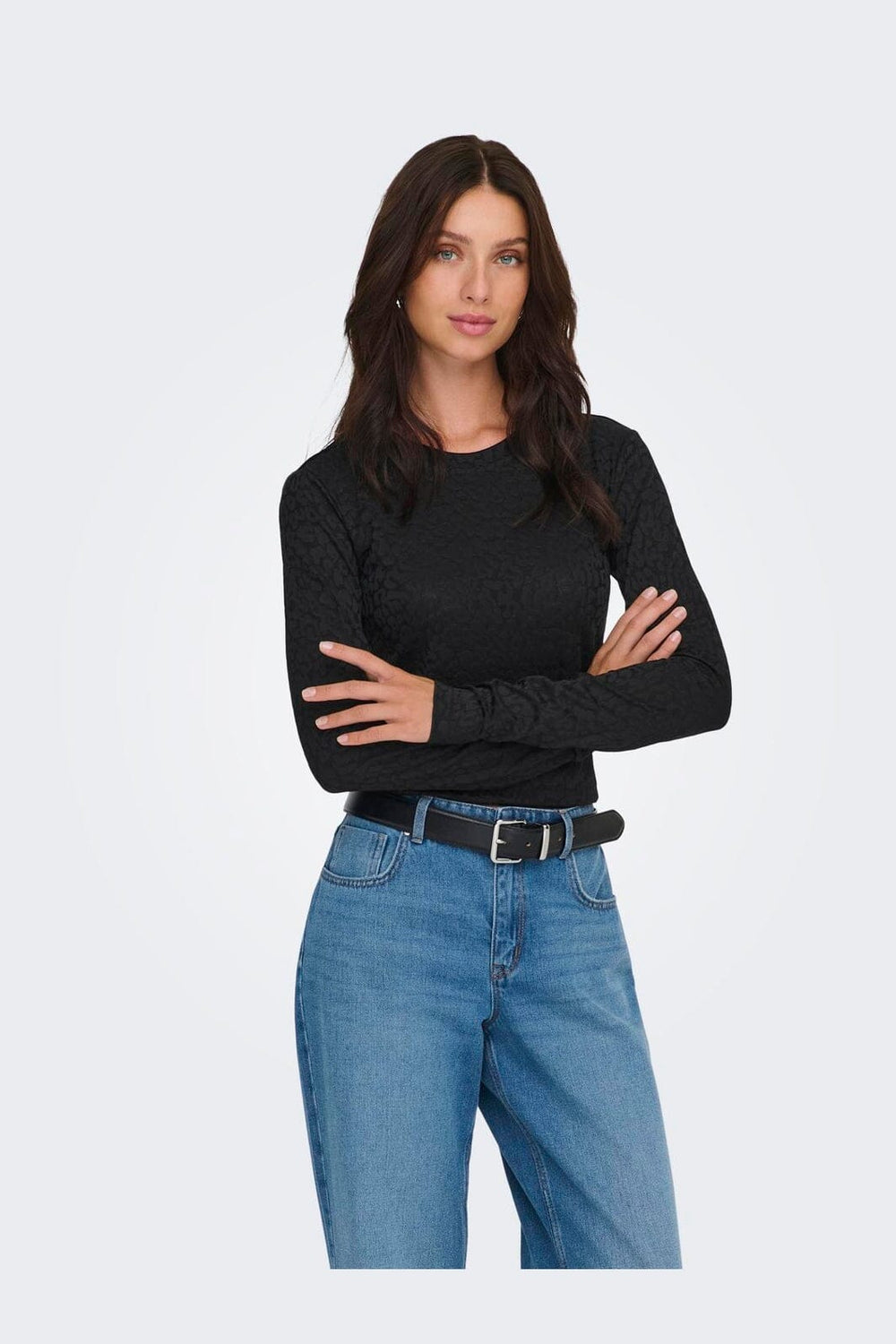 Only - Onlzele L/S Roundneck Top - 4916071 Black Joh Leo