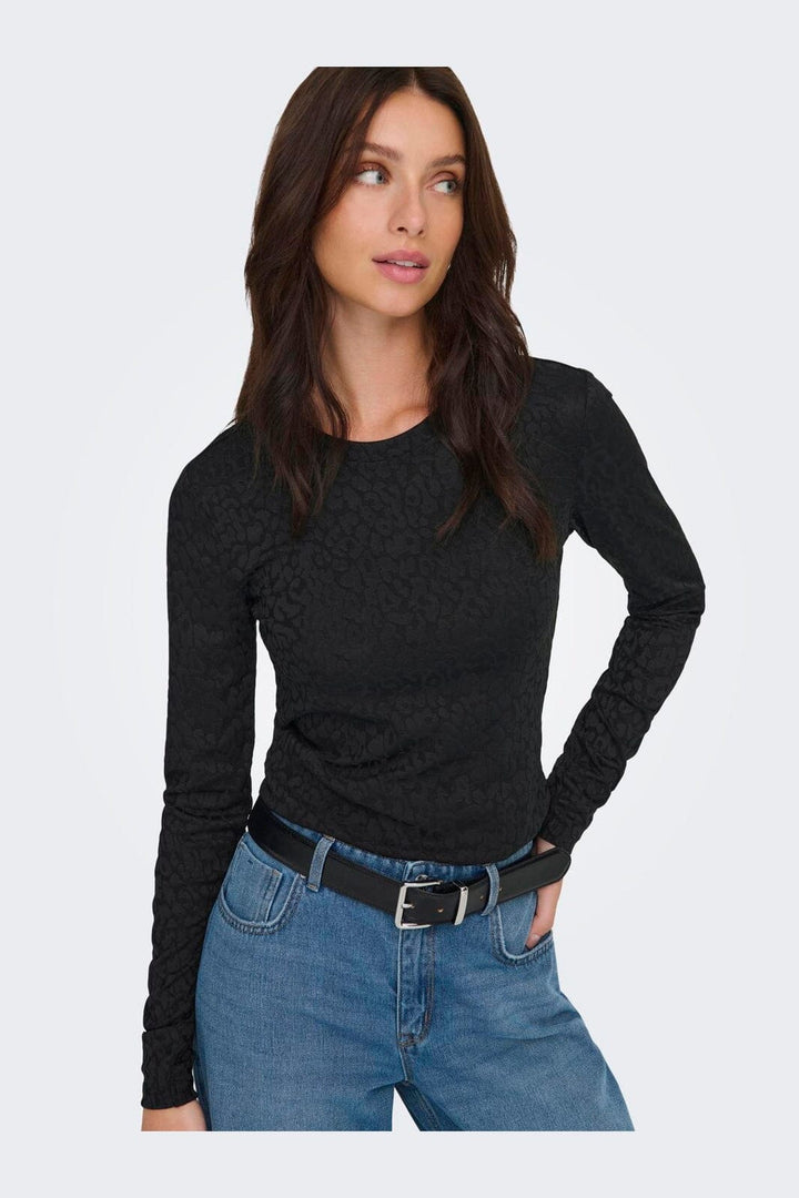 Only - Onlzele L/S Roundneck Top - 4916071 Black Joh Leo