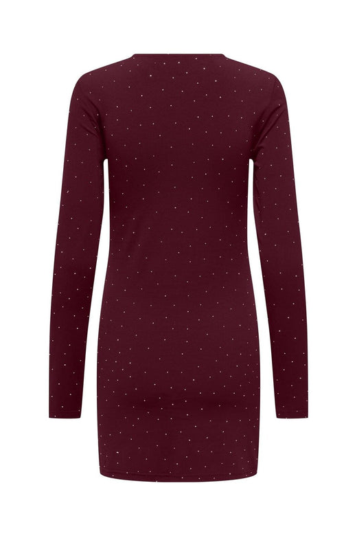 Only - Onlzita L/S O-Neck Short Dress Bf - 4929052 Cabernet Silver Rhinestones