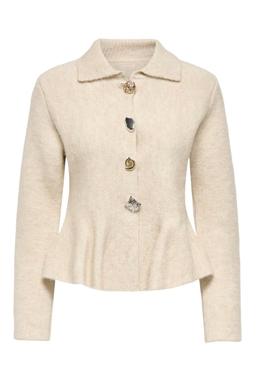 Only - Pgrachel L/S Peplum Cardigan Knt - 5058826 Peyote Melange