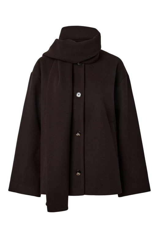 Pieces - Pcagnes Short Jacket W. Scarf - 5162958 Ganache Jakker 