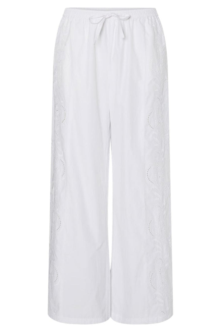 Pieces - Pcalba Wide Emb Pant - 4861911 Bright White