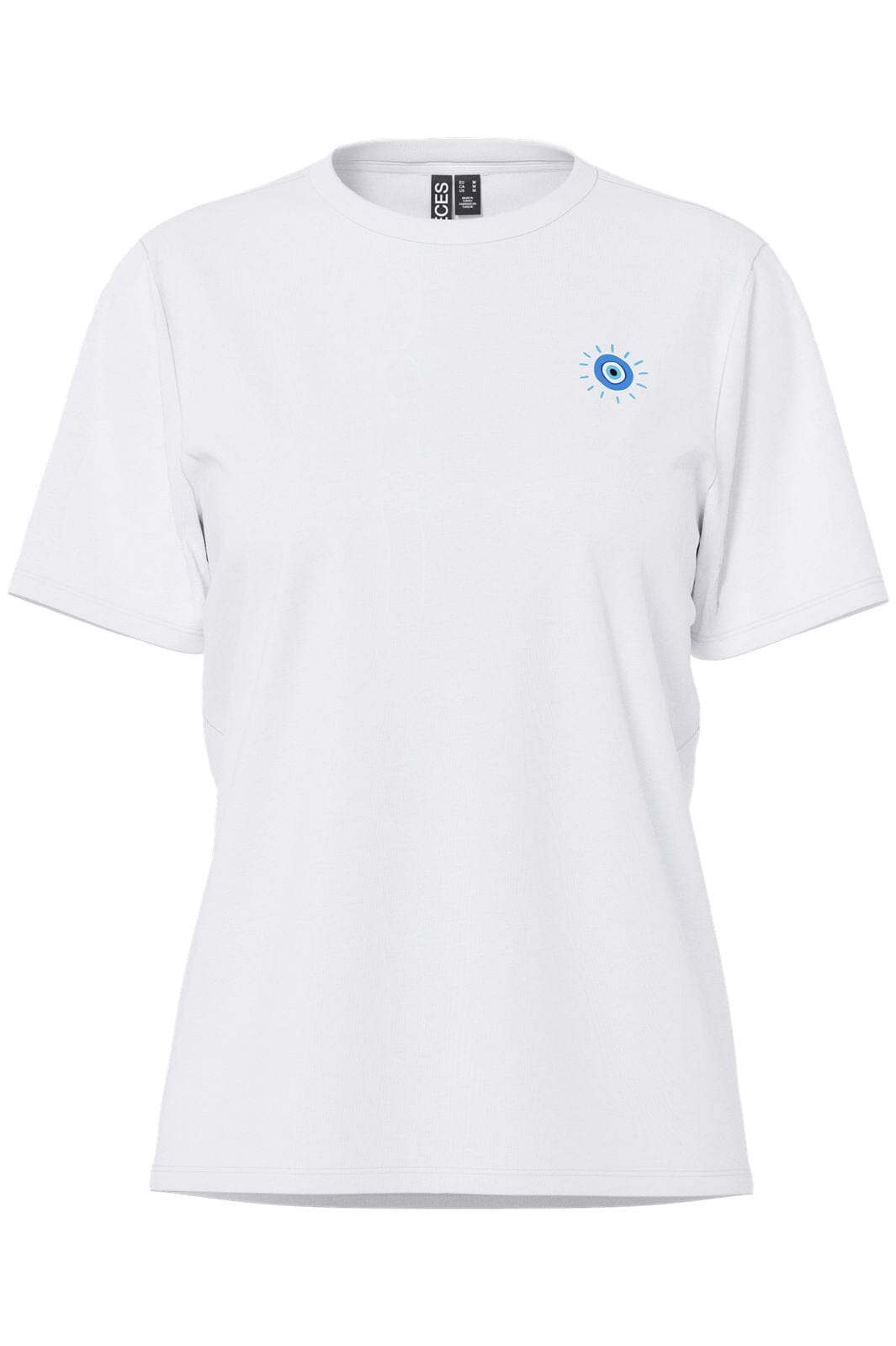 Pieces - Pcalifi Fasttrack Ss Oversize Tee - 4956833 Bright White Small Eye In Front-Mykonos On The Back T-shirts 