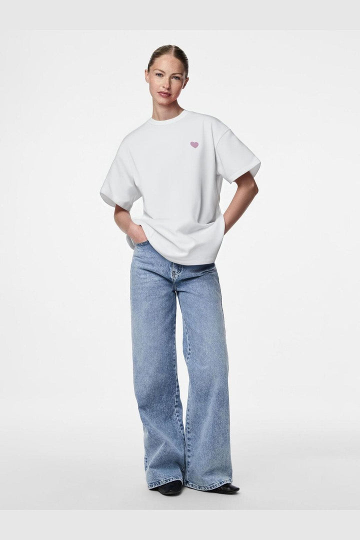 Pieces - Pcalifi Fasttrack Ss Oversize Tee - 4988805 Bright White Honesty Looks Good On You
