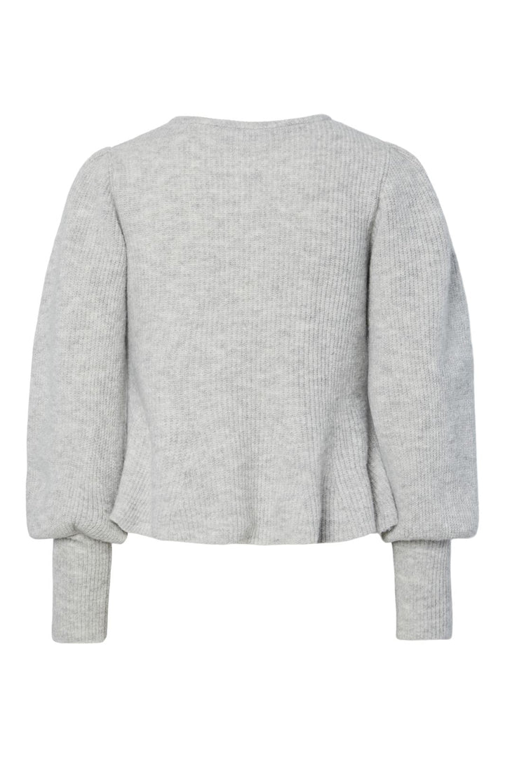 Pieces - Pcannie Ls Knit Cardigan - 4956382 Light Grey Melange Silver Buttons