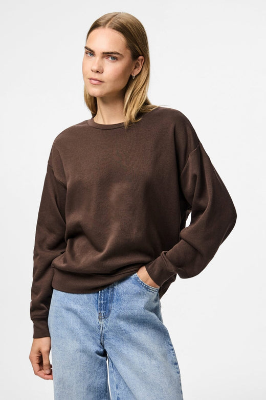 Pieces - Pcchilli Ls Loose Sweat - 4802394 Hot Fudge