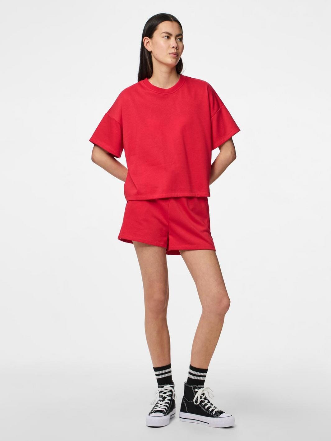 Pieces - Pcchilli Summer 2/4 Loose Swt Ub - 4702968 Poppy Red