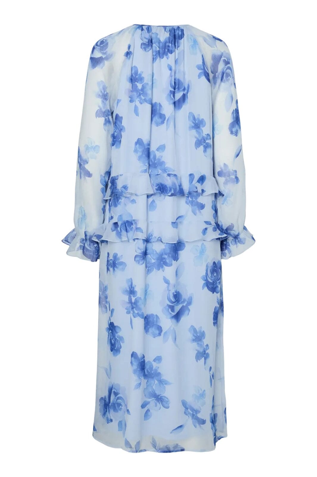 Pieces - Pcclara Ls Long V-Neck Dress - 4866095 Cashmere Blue Blue Flowers