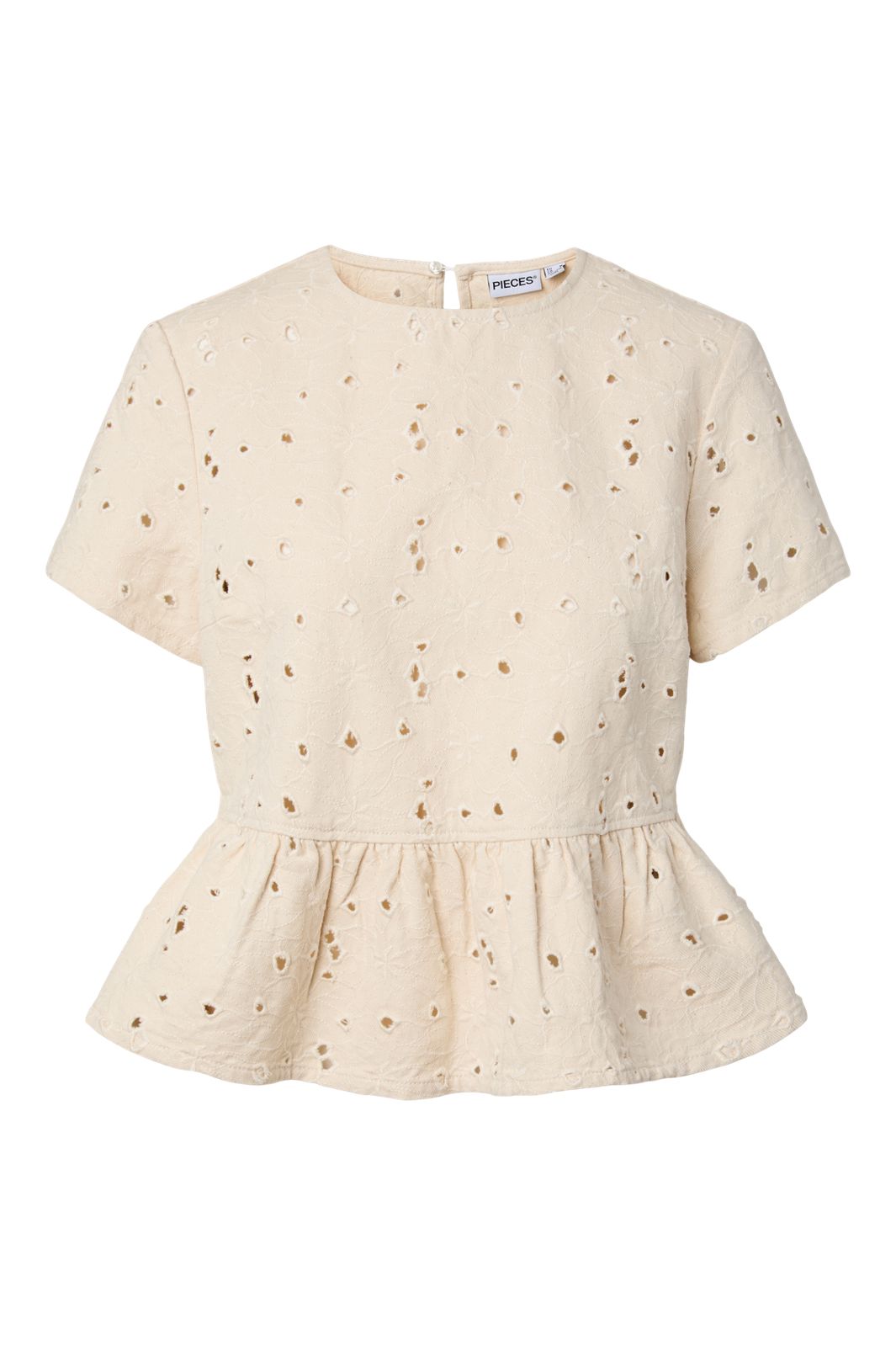 Pieces - Pcella Ss Top - 5106570 Ecru Embroidery