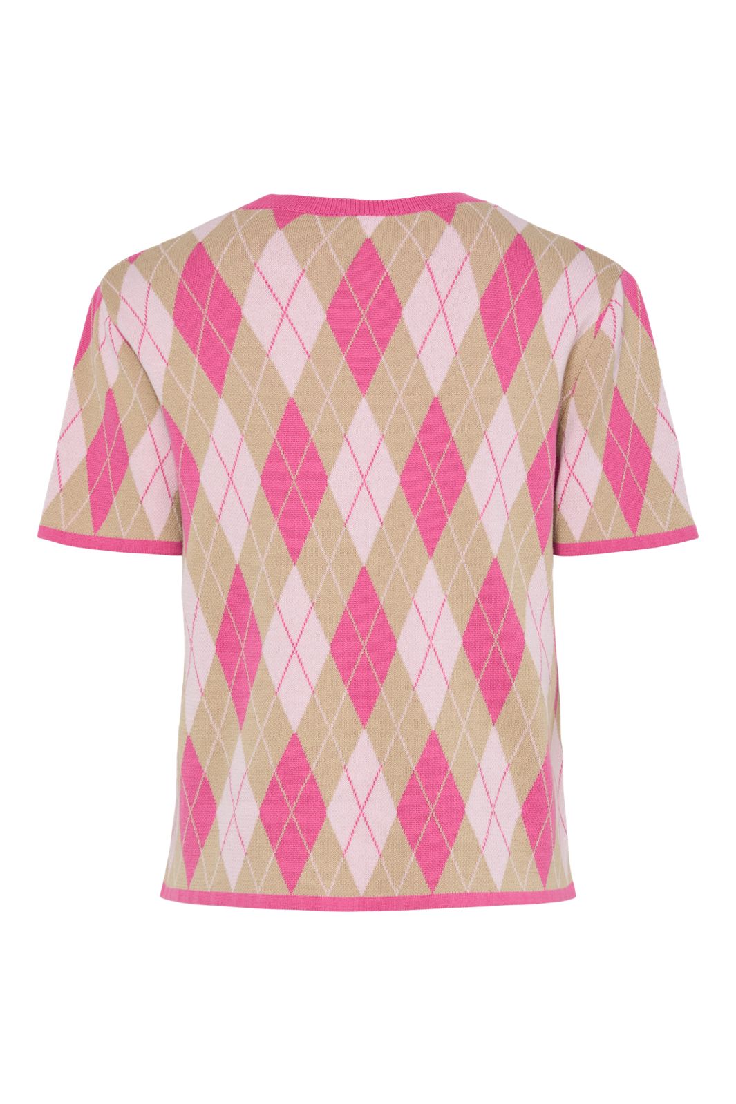 Pieces - Pcfarley Ss O-Neck Knit Fsy - 4946580 Pink Tulle Fuchsia Pink/Whitecap Gray