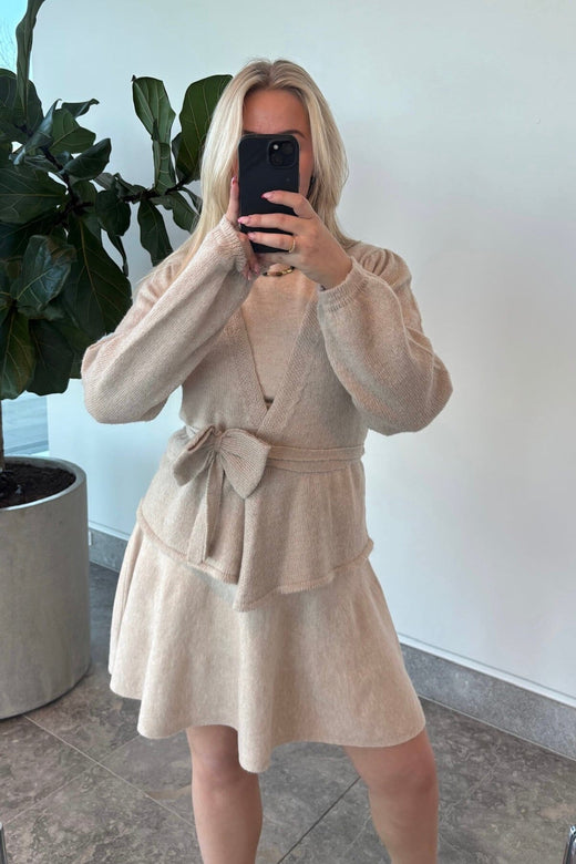 Pieces - Pcfleur Ls V-Neck Knit Cardigan Fsy - 4860354 Silver Gray Melange Cardigans 