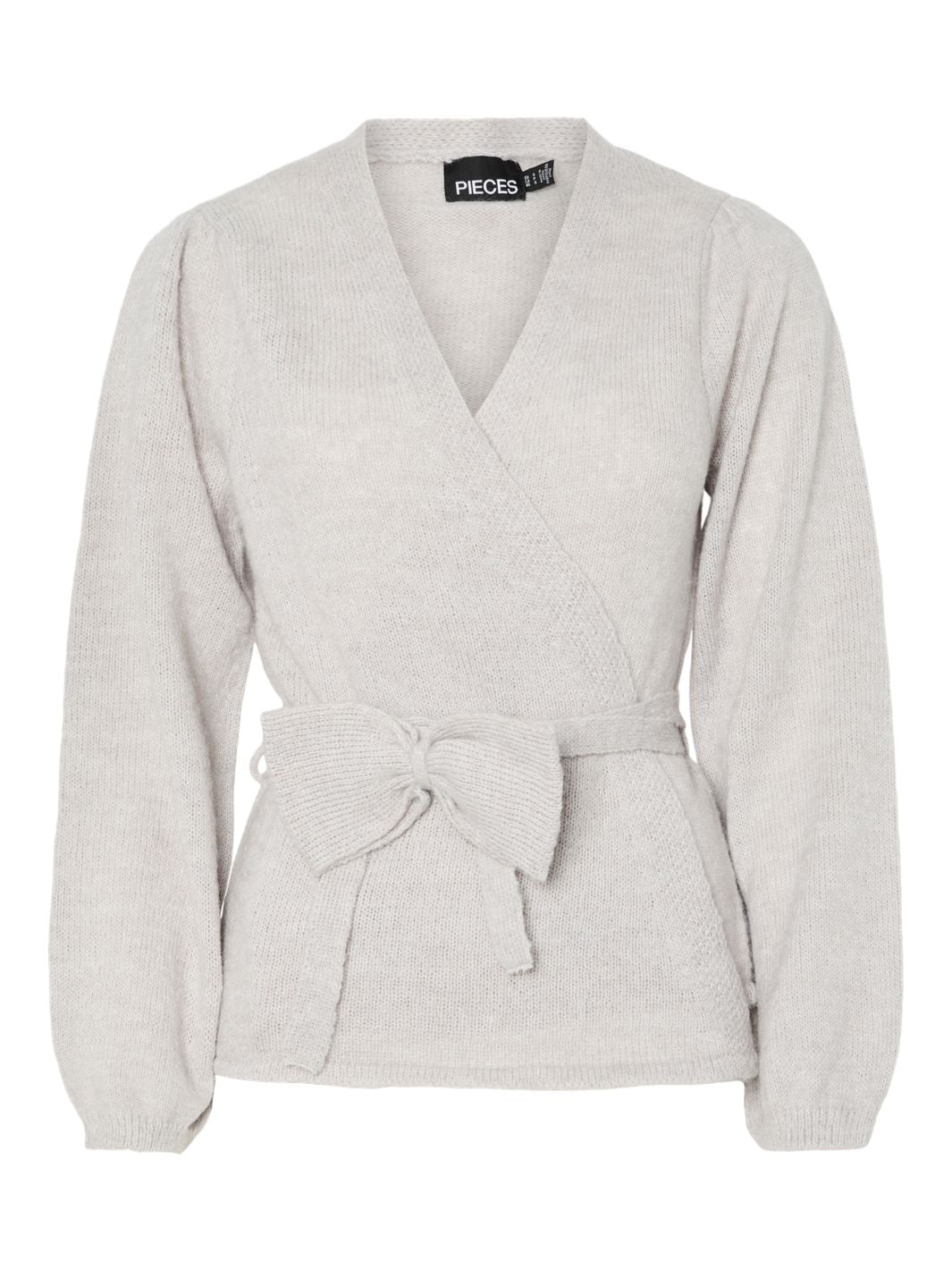 Pieces - Pcfleur Ls V-Neck Knit Cardigan Fsy - 4860356 Light Grey Melange