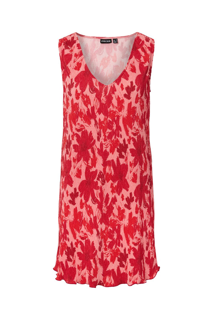 Pieces - Pcflora Sl Tank Rev. Dress Msa - 4963667 Adrenaline Rush Red Tone Flowers