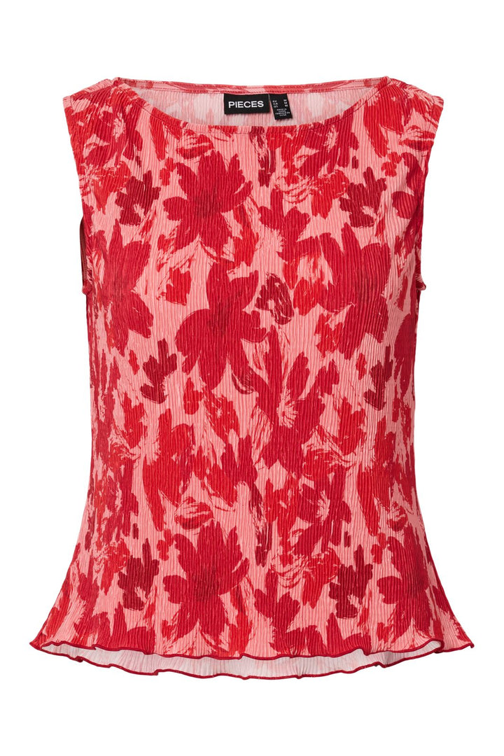 Pieces - Pcflora Sl Tank Top Msa - 4963671 Adrenaline Rush Red Tone Flowers