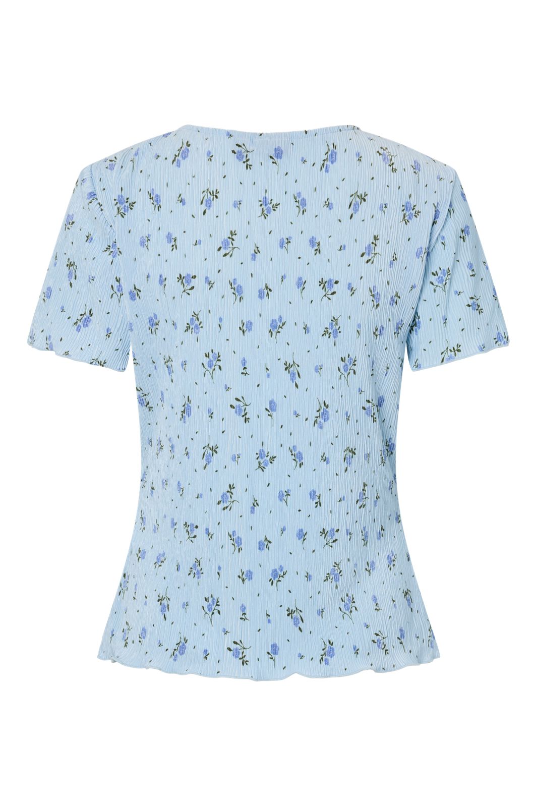 Pieces - Pcflora Ss O-Neck Top Msa - 4963673 Cashmere Blue Blue Flowers
