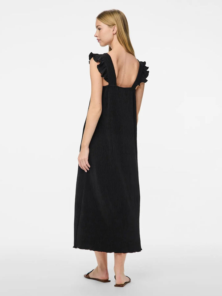 Pieces - Pcflora Strap Flounce Dress - 4699187 Black Kjoler 
