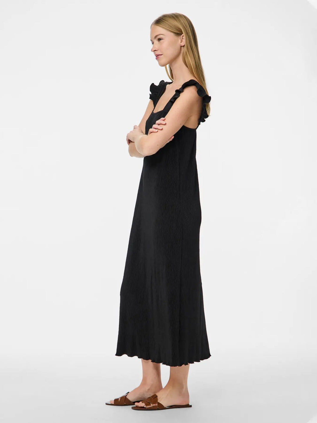 Pieces - Pcflora Strap Flounce Dress - 4699187 Black Kjoler 