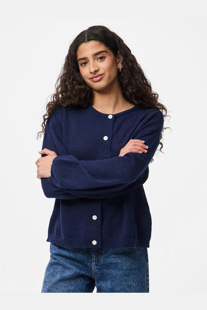 Pieces - Pcida Ls O-Neck Knit Cardigan - 4805038 Maritime Blue