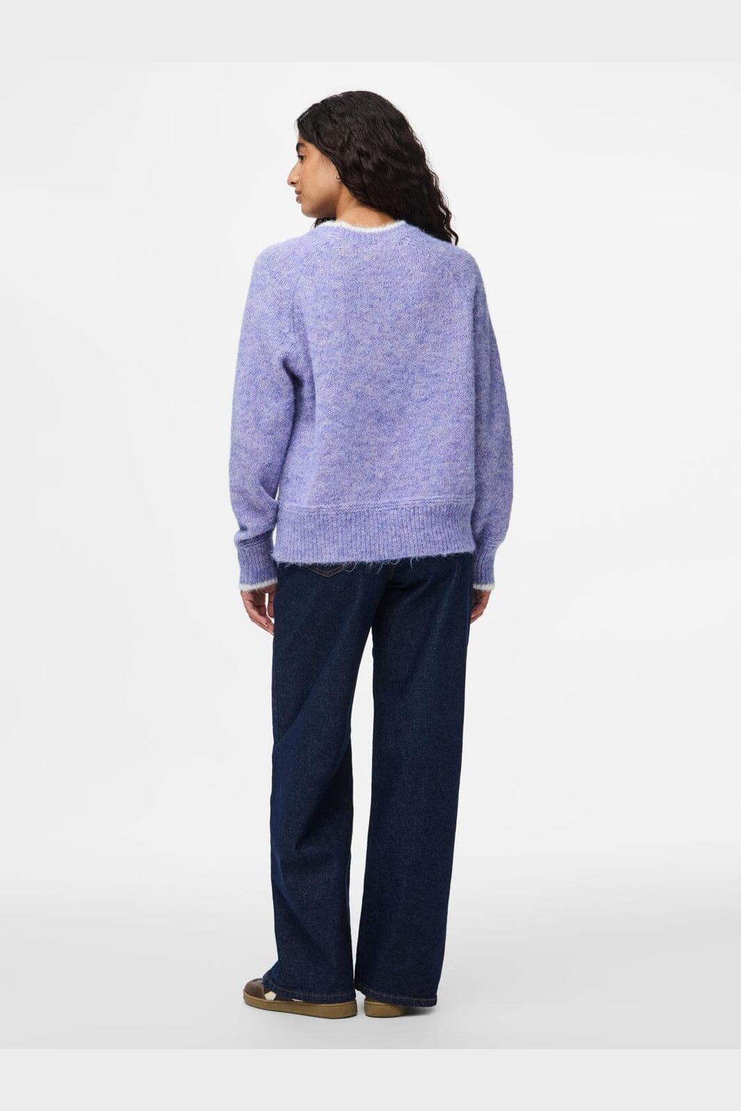 Pieces - Pcivy Ls O-Neck Contrast Knit - 4802856 Baby Lavender White Contrast