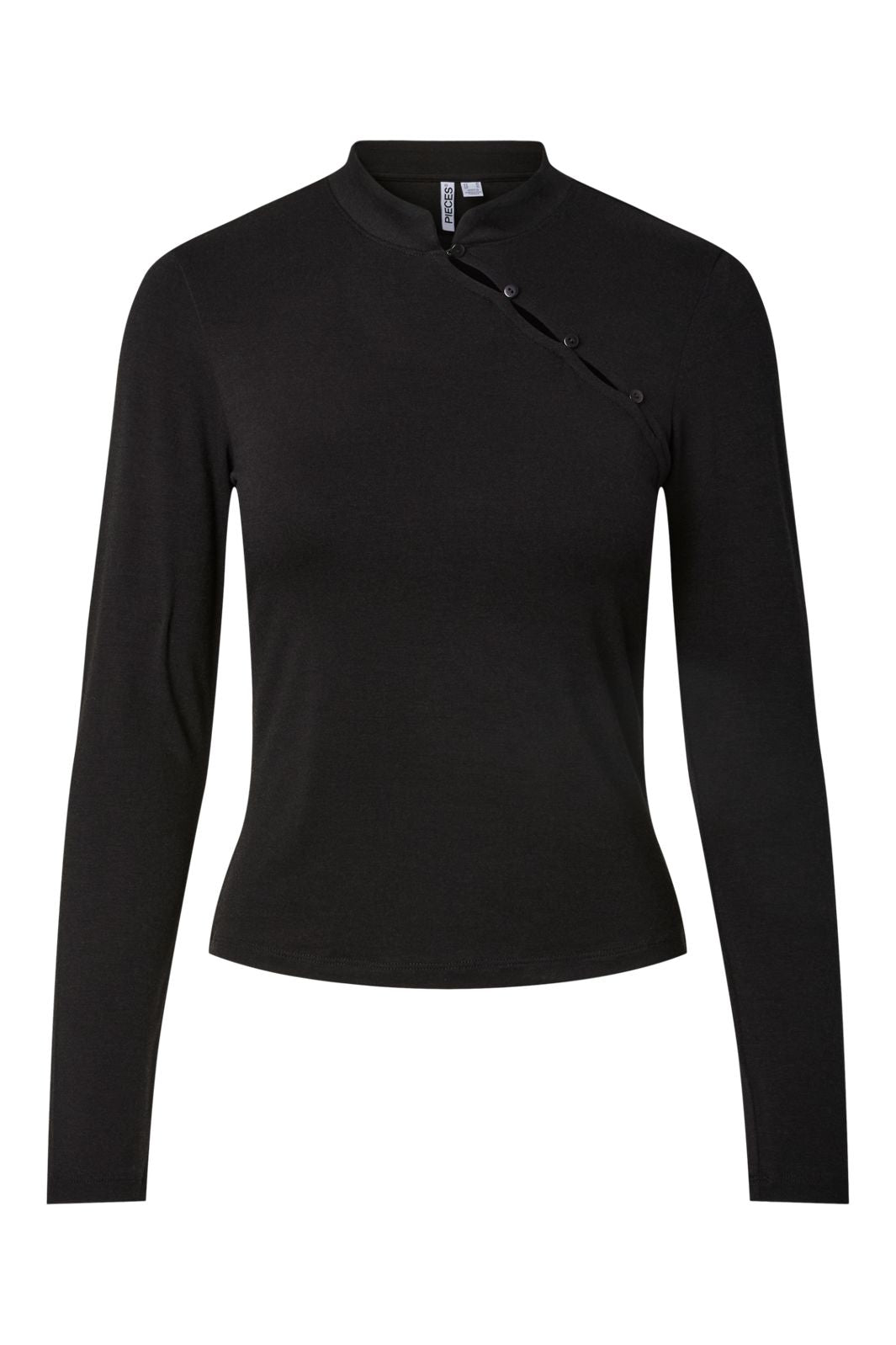 Pieces - Pcjasmin Ls Button Detail Top - 5222421 Black