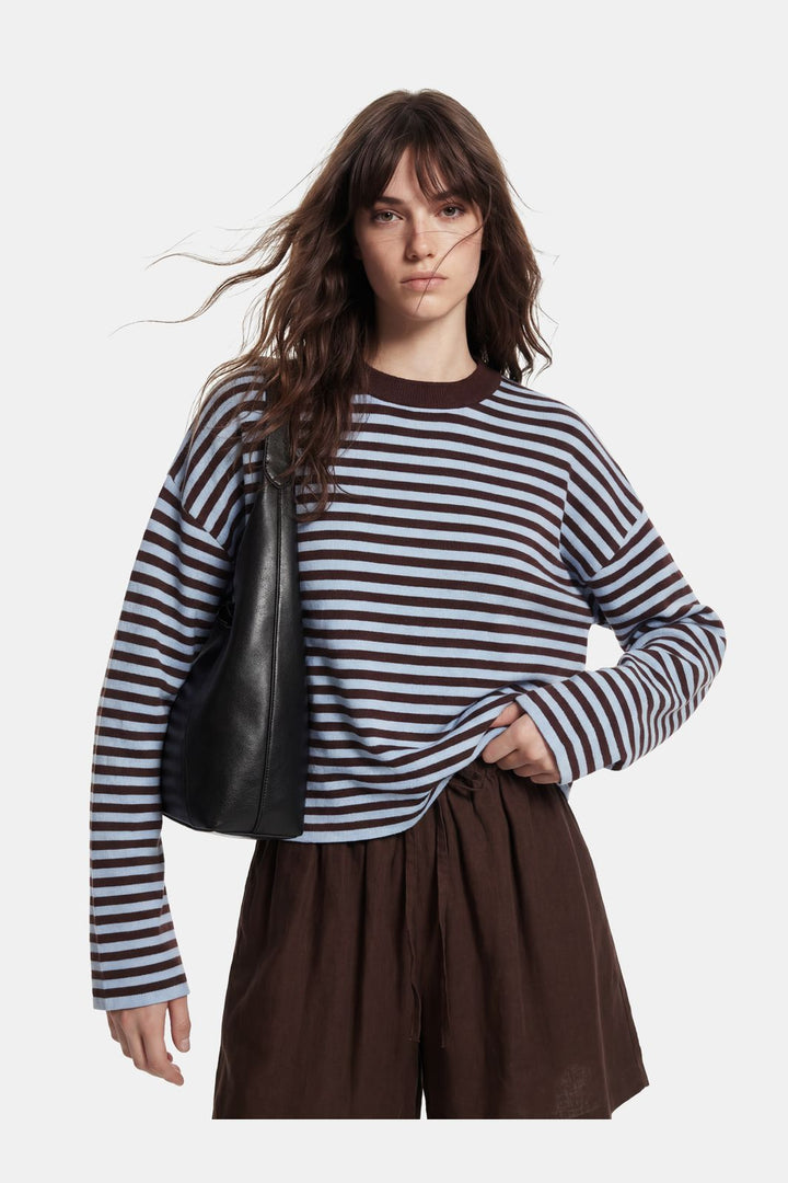 Pieces - Pcjassy Ls O-Neck Knit - 5179127 Hot Fudge Cashmere Blue