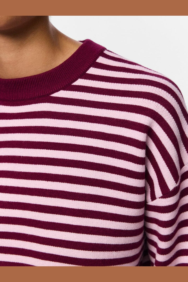 Pieces - Pcjassy Ls O-Neck Knit - 5190542 Raspberry Radiance Roseate Spoonbill