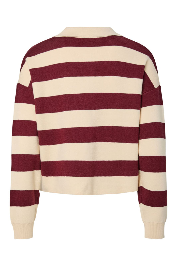 Pieces - Pcjassy Ls Short Polo Knit - 5040020 Winetasting Birch