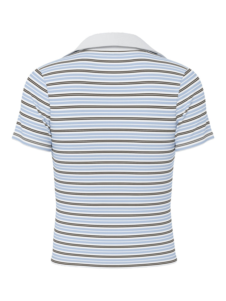 Pieces - Pcjayjay Ss V-Neck Polo Top Fsy - 4961817 Cashmere Blue Delicioso/White Skjorter 