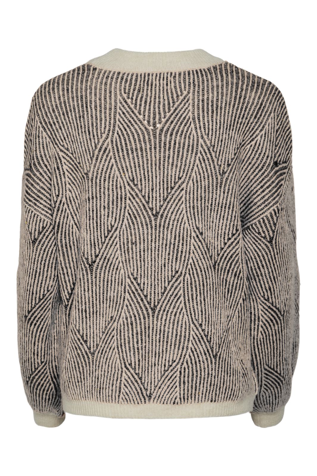 Pieces - Pcjenna Ls O-Neck Knit - 4613217 Whitecap Gray Black