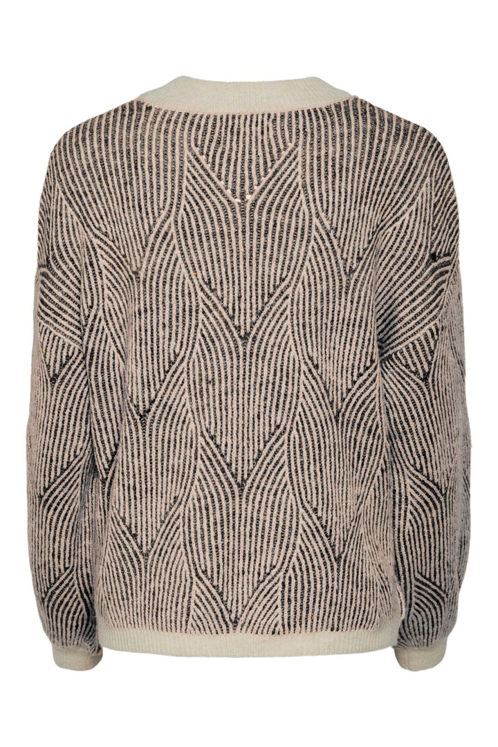 Pieces - Pcjenna Ls O-Neck Knit - 4613217 Whitecap Gray Black