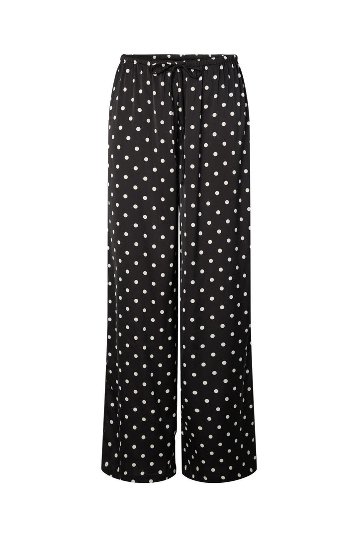 Pieces - Pcjytta Straight Satin Pants - 5052181 Black White Dots