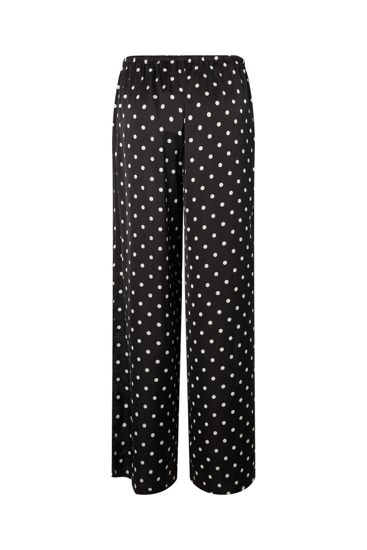 Pieces - Pcjytta Straight Satin Pants - 5052181 Black White Dots