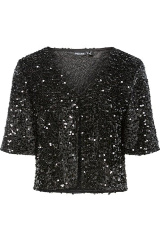 Pieces - Pckam 2/4 Cardigan - 4883152 Black Black Sequins Cardigans 