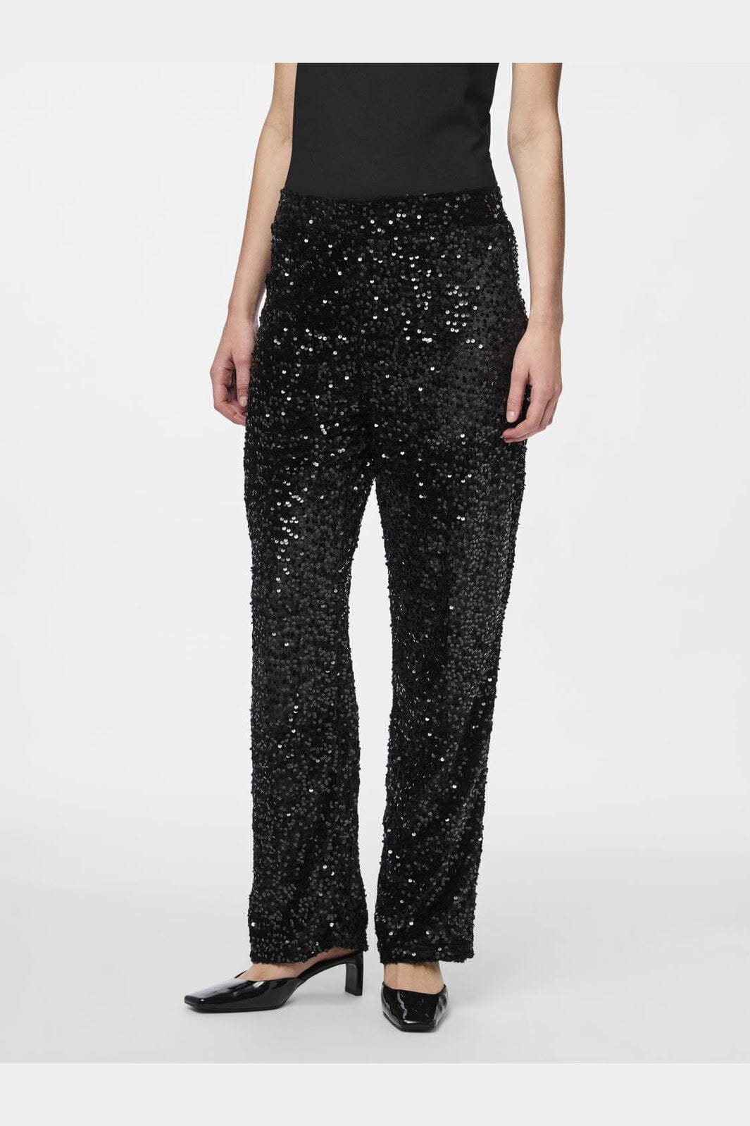 Pieces - Pckam Wide Pant - 4617668 Black Black Sequins